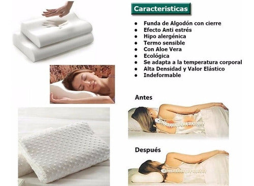 2 Almohadas Memory Pillow Ortopédicas Indeformable Con Aloe