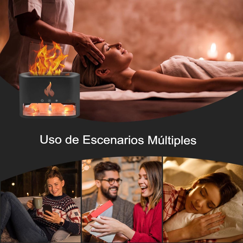 Difusor De Aromas 250ml Efecto Fuego Con Rocas Cristalinas